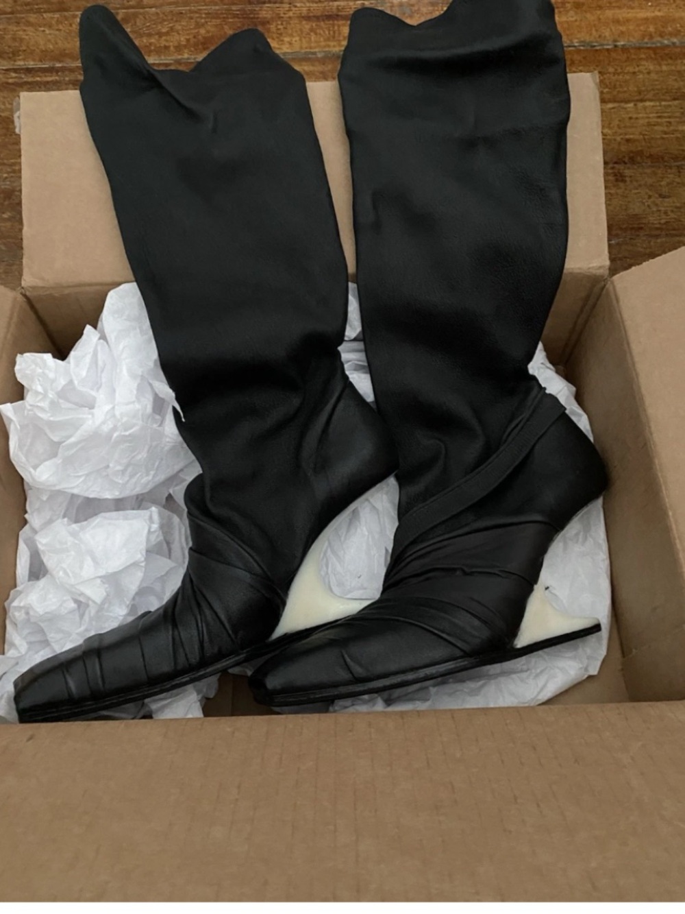 Rick Owens Black Over-the-Knee Pointed Toe Boots